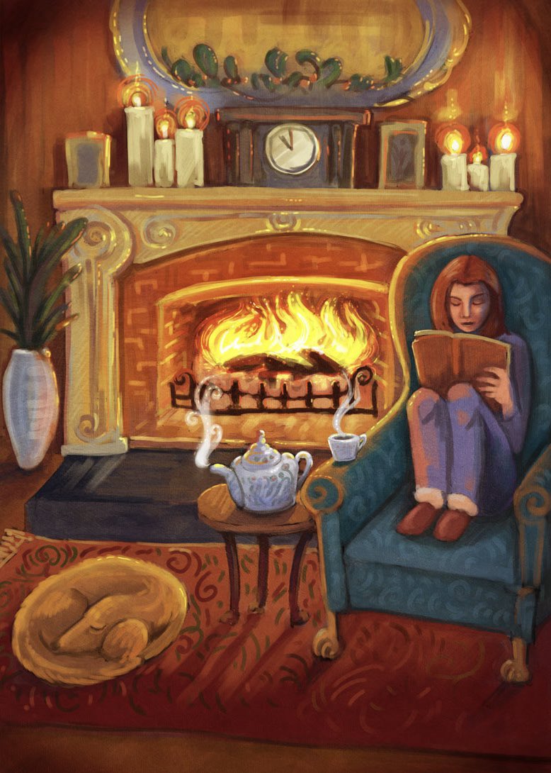 “Ah! There is nothing like staying at home, for real comfort.” Jane Austin, Emma #BookWormSat 📖 #janeaustinday #Art 🎨 by Jennifer Hawkyard