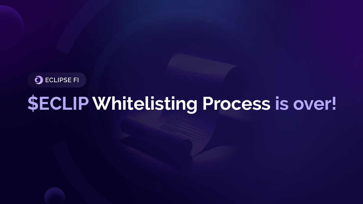 Eclipsefi's tweet photo. Eclipse Nation! Thank you for your trust. The $ECLIP WL Application Process is OVER. We broke 10,000 applications!  🌘

Here are the next steps 👇

1️⃣ Calculating $ECLIP allocations after closing the Whitelist Application Process, as well as completing pending KYCs - don't worry if you haven't managed to complete KYC now (Dec 16th-Dec 18th)

2️⃣ Pioneer NFT holders participate in a draw based on held NFTs for whitelist selection or other whitelist spots (Dec 18th-Dec 20th)

3⃣ First-Come First-Served: Prepare USDC on Neutron (and $NTRN for gas fees) to secure an allocation spot before reaching the $300 cap per wallet (available for all KYCed users). Any unfilled allocations spill over to the next phase (Dec 20th-Dec 21st)

4⃣ After TGE, claim your $ECLIP tokens in the dashboard. Vesting will also be displayed there (Dec 22nd)

If you have any questions, visit our blog channel for useful pre-launch guides: https://t.co/SfgrNeQSqS