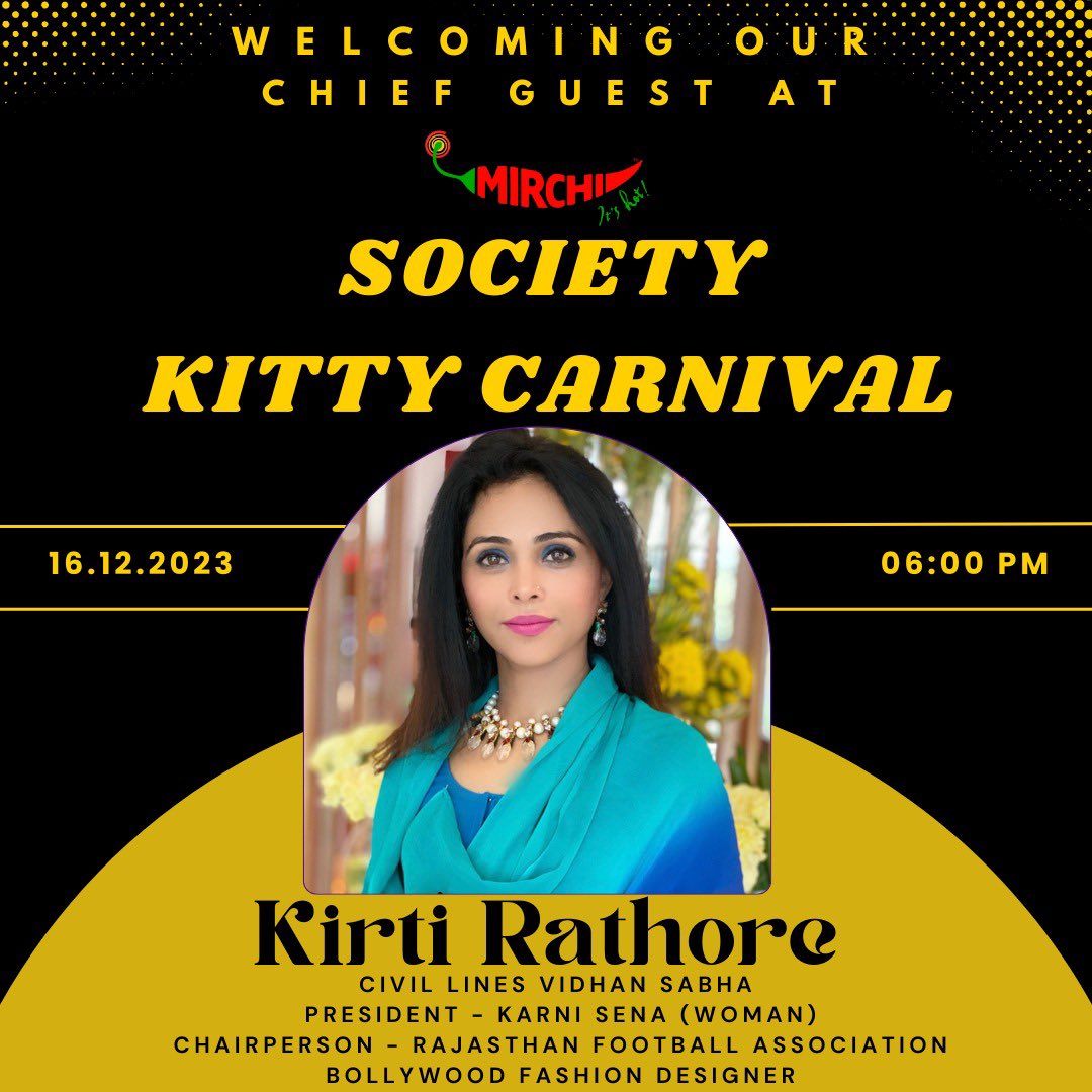 Get set ready for RADIO MIRCHI 🌶️ KITTY CARNIVAL #Chiefguest 🙏✌️ #womenpower #radiomirchi  @FmRadiomirchi