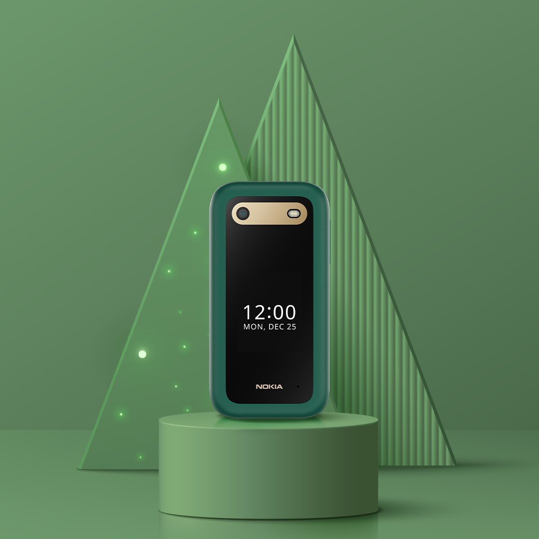 Give the gift of a digital detox this holiday season with the Nokia 2660 Flip in Green! 🌿✨ Get yours now. nokia.ly/47RzRKN🎄🌟