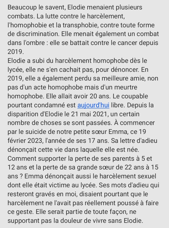 ElodieWtl_'s tweet photo. La volonté d'Elodie était que je continue de faire vivre ses combats. Depuis longtemps je voulais poster sur ce compte, ne supportant pas cette inactivité pesante. Mais je n'en trouvais pas la force. Aujourd'hui je me lance enfin. 
- Son frère Alexis https://t.co/UiimbdVU2L