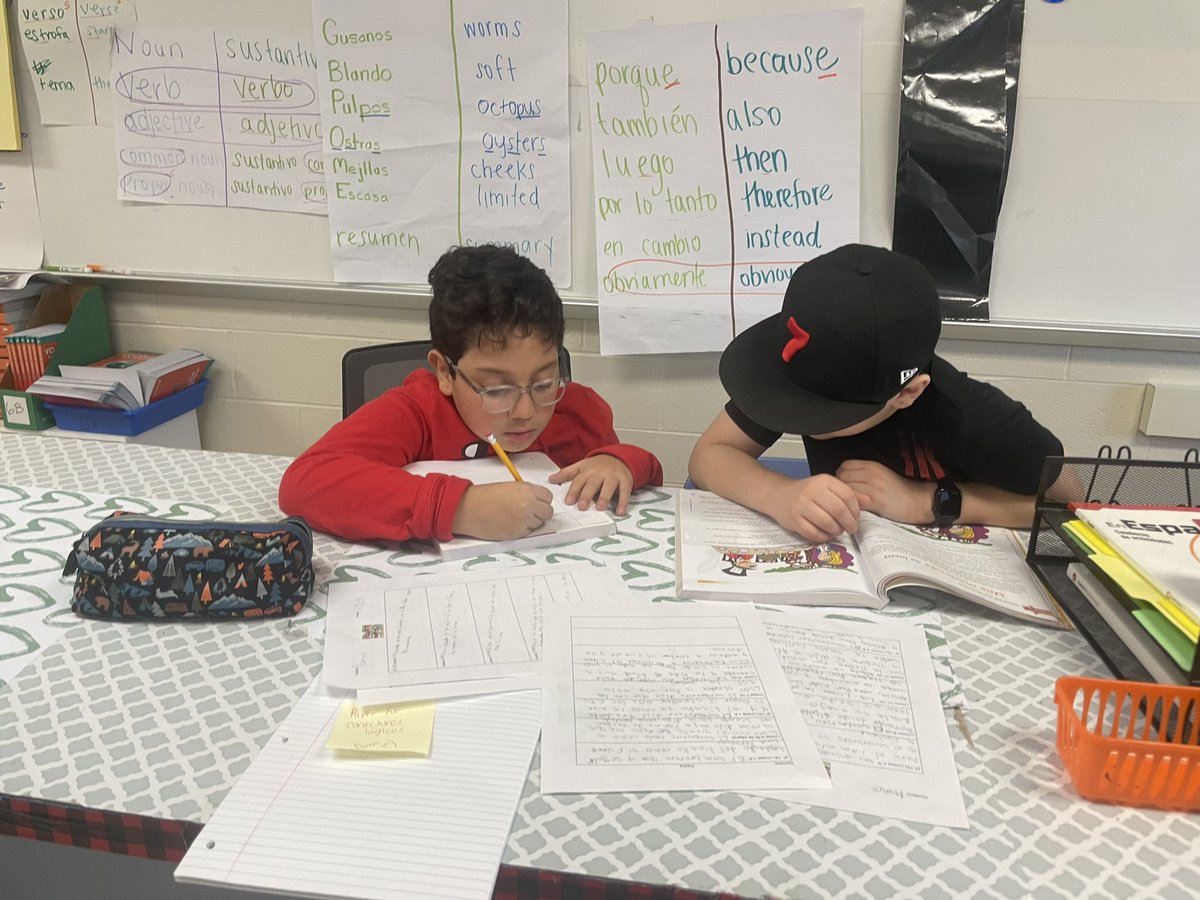 Flores_DualD93's tweet photo. Teamwork! Reading, writing, speaking, and listening in Spanish all in 1 activity! 📚📖 #ccsd93 #duallanguage #bilingual @stallionchat #middleschool #sixthgradelife #bilingüe https://t.co/EG3yLhnf23