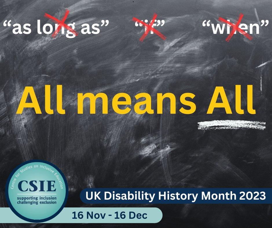 On this last day of #UKDisabilityHistoryMonth we remember that nothing happens in a special school that can't happen in an ordinary school. A good starting point is to ask "How can we...?" instead of the more restrictive "Can we...?". #DisabilityEquality is not limited to #UKDHM.