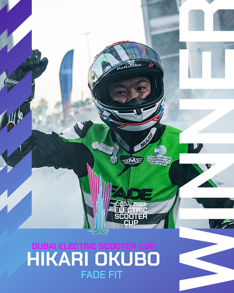 HIKARI OKUBO WINS THE DUBAI ELECTRIC SCOOTER CUP! 🏆

What a ride for Kris Fade's Fade Fit team!

#DubaiEScooterCup #EScooterRace
