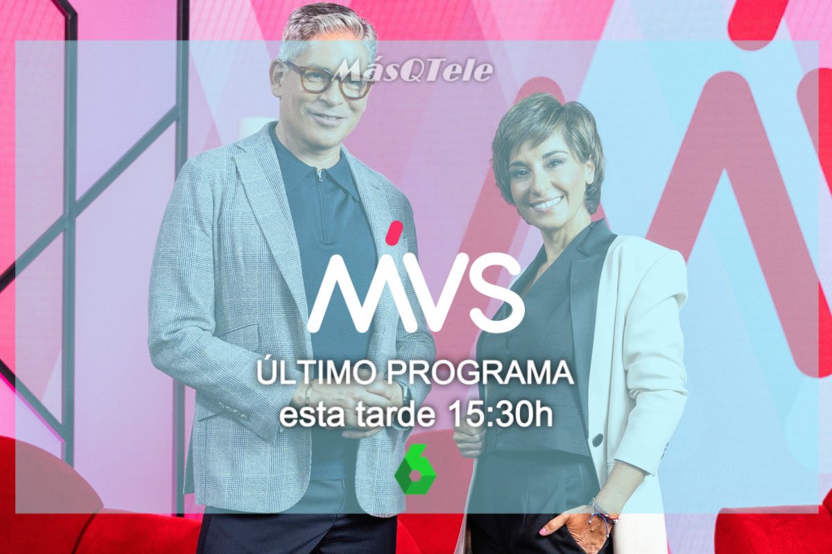 MasQTele's tweet photo. ⭐️ÚLTIMO PROGRAMA⭐️ @MVSabado esta tarde a las 15.30h en @laSextaTV con @addelagonzalez y @Borisizaguirre ¡No te lo pierdas! 

#MVS15 📺 https://t.co/WkOQ1Wlynu