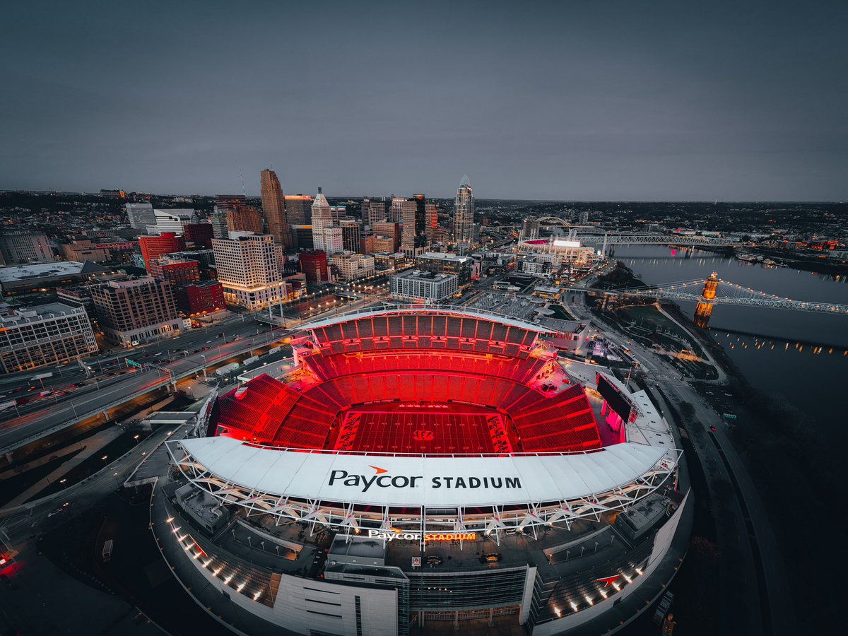 Cincinnati last night - Paycor Stadium Panorama photo consisting of nine images