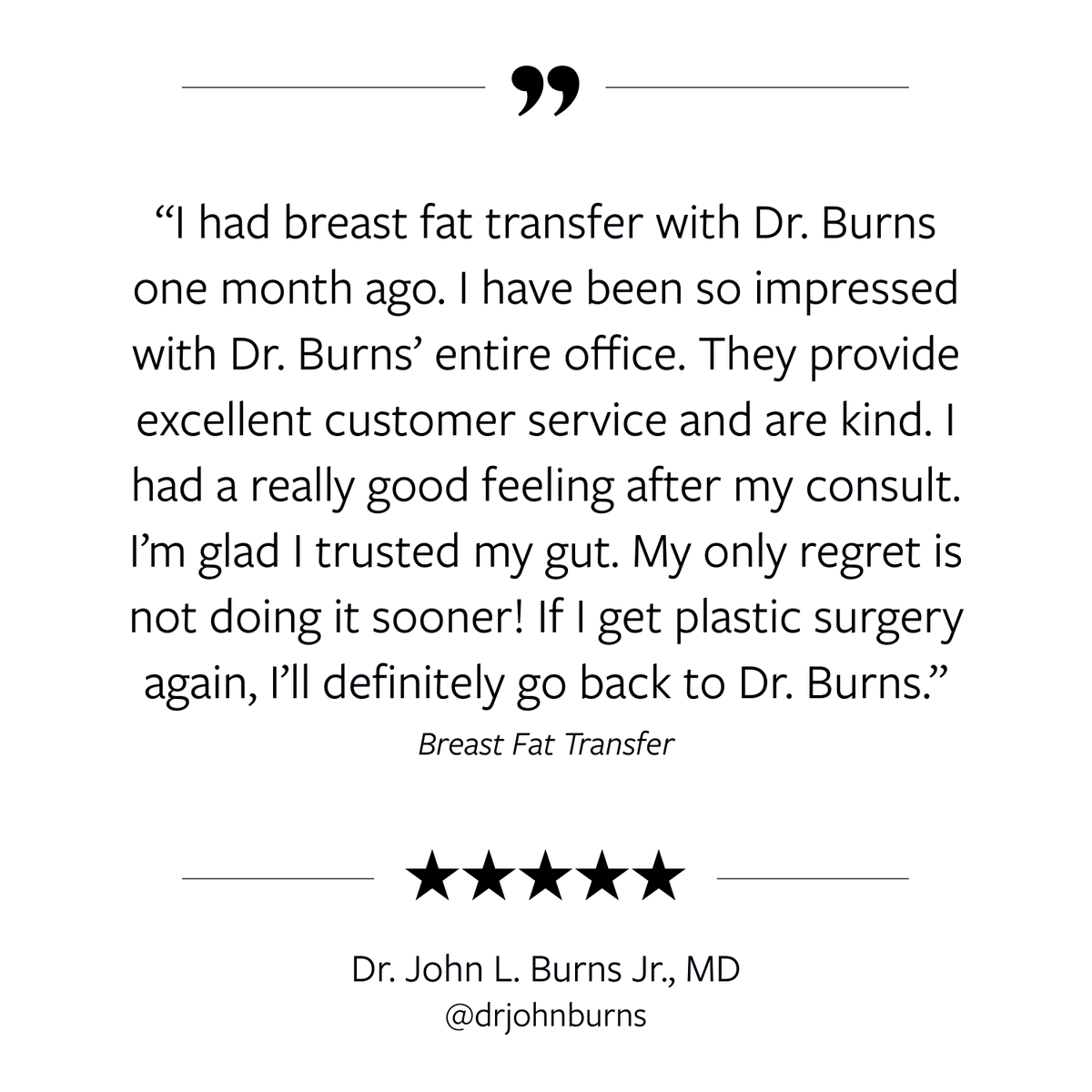 drjohnburns's tweet image. We are so honored when you make us your choice for plastic surgery. . #dallasplasticsurgery #fattransfer