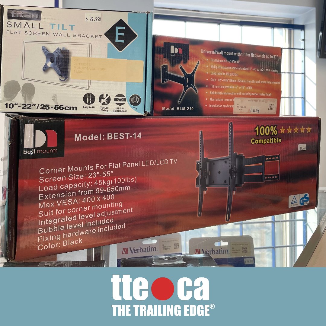 tte_ca's tweet image. Don't let your TV or monitor take up too much valuable real estate - upgrade with one of our supportive wall-mounts! We'll help you pick one that supports your TV's weight &amp;amp; matches its VESA pattern, no matter how big. #TTE #TheTrailingEdge #WallMounts