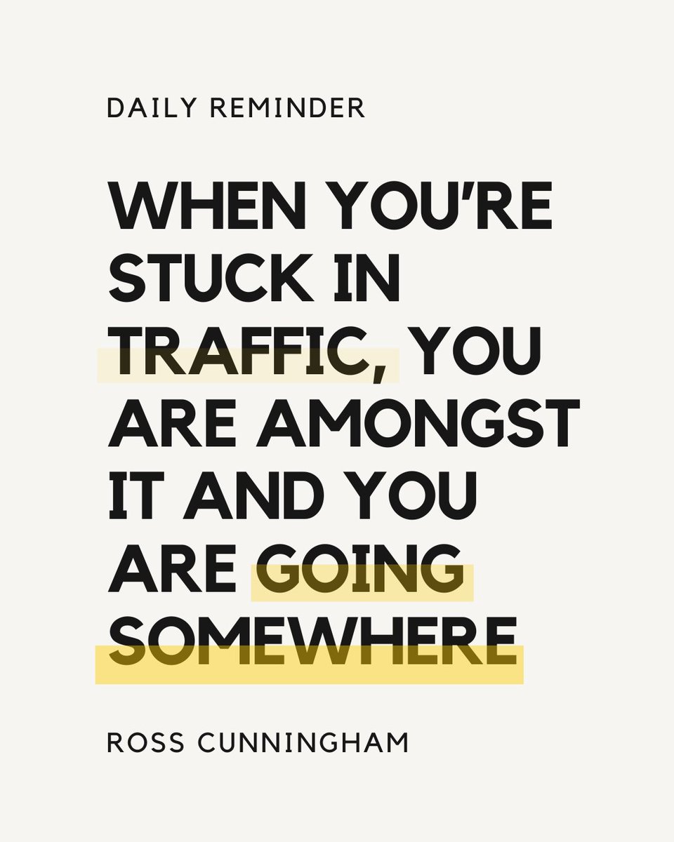RossCunningham's tweet photo. In the fast-paced journey of life, we often get caught up and frustrated when things don't move at the speed we want. Life's challenges, setbacks, and even those seemingly endless moments in traffic are all part of the grand adventure toward our goals.

#EmbraceTheJourney https://t.co/hVrRSuSqoq