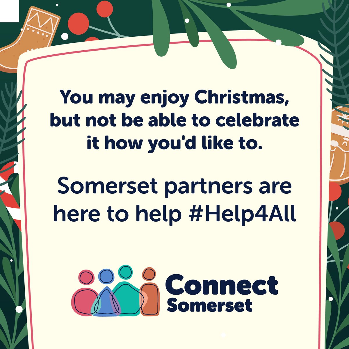 SomersetCouncil's tweet image. Christmas is around the corner, you might find some parts enjoyable, but other parts stressful. Somerset partners are here to help - #Help4All. 

For services and support that may be useful for you to know about, visit:  orlo.uk/NnGxm