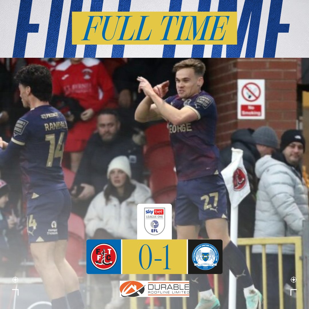 theposh's tweet photo. ALL OVER! Three points for Posh at Highbury. Archie Collins goal proves to be the difference. 

Full-time brought to you by Durable Roofline.

🔴 0-1 🎩 |#pufc https://t.co/02Tr5Zhz9F