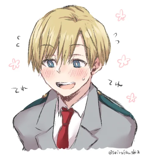 今日スペースで物間くんベタ褒めを聞いていて照れてしまった物間くん描きました#今日の物間くん 