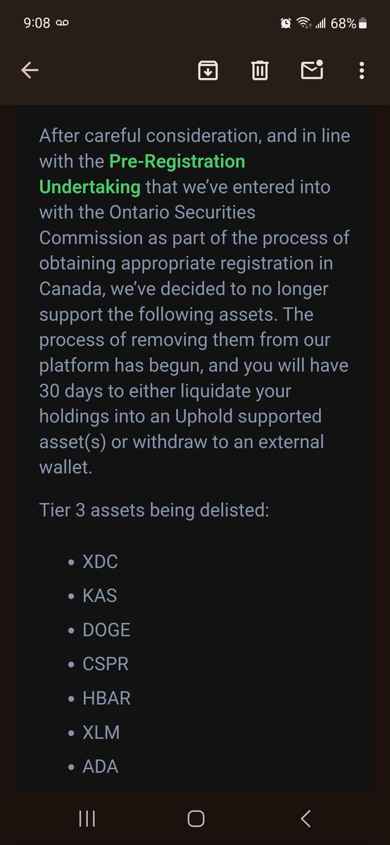 Why is uphold delisting #Xdc #Xlm  #Cspr #Hbar? 🤔