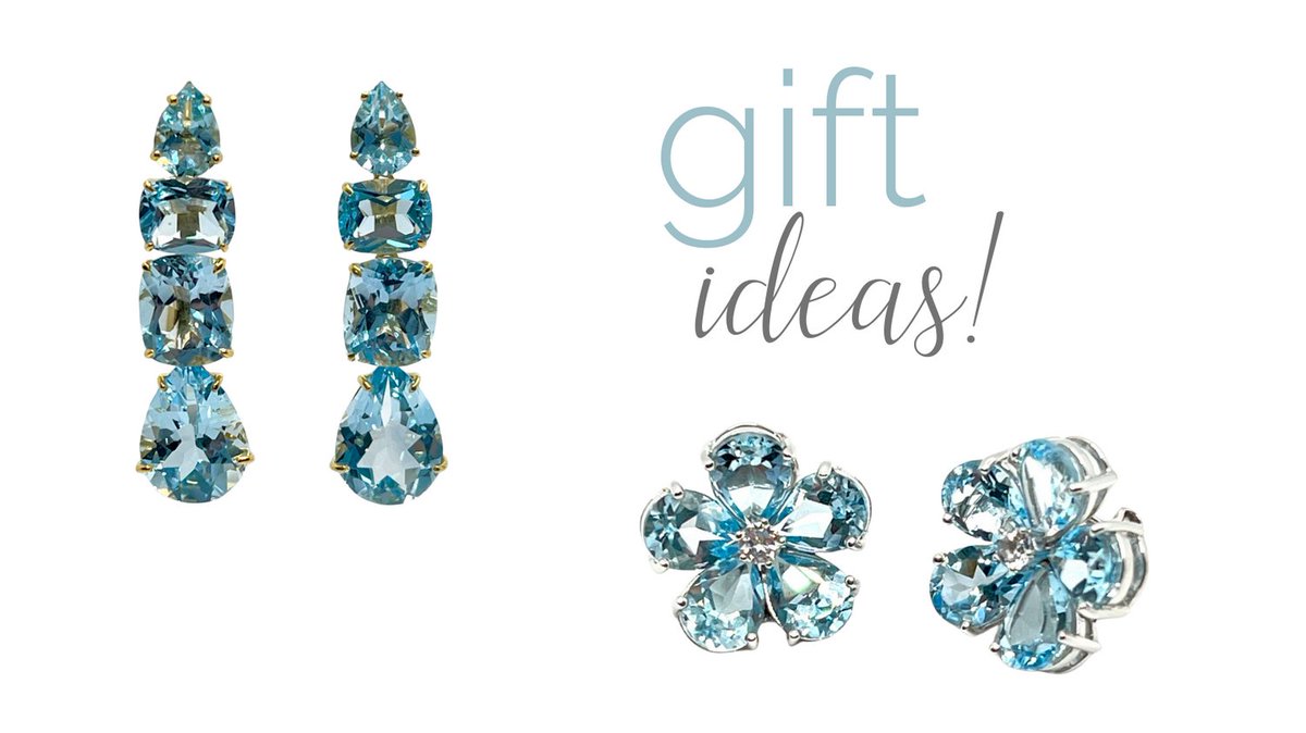 From our new collection of crystal and gemstone earrings!  Four tier linear and flower petal pierced earrings in blue topaz mounted on silver. A perfect gift! Complimentary gift wrap. #giftsforher #weddings #crystalearrings #piercedears #gemstones #earrings #designerjewelry #gift