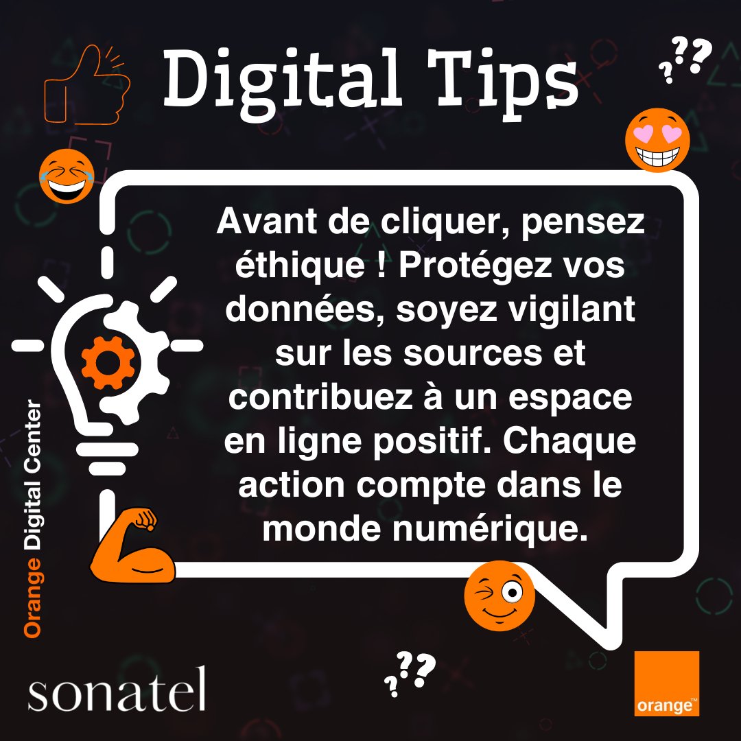 #DigitalTips
Avant de cliquer, pensez éthique ! Protégez vos données, soyez vigilant sur les sources et contribuez à un espace en ligne positif. Chaque action compte dans le monde numérique. 💻
#ÉthiqueNumérique
#OrangeDigitalCenter