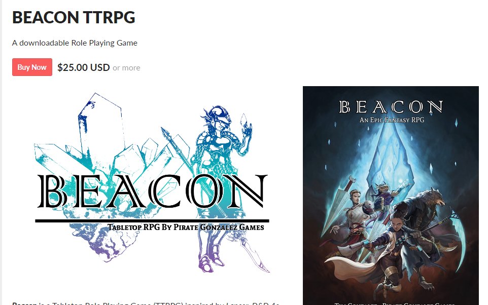 The BEACON TTRPG is officially released! Download codes are going out to backers now.
