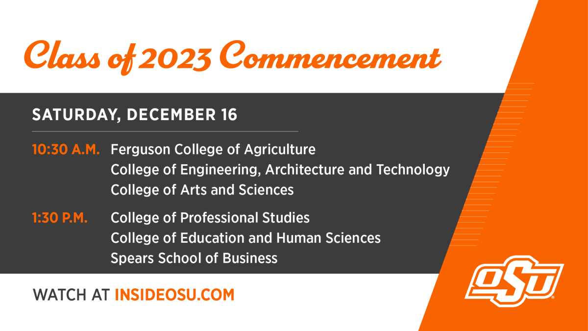 okstate's tweet photo. Congratulations to our graduates! π
Watch the ceremonies live at https://t.co/lM9doNKzPH.
Use the hashtag #okstate23 to be featured on the big screen in GIA!
π: https://t.co/awWgD2fuqz https://t.co/3vOFN8pyVe