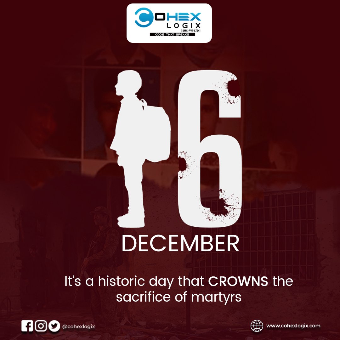 CohexLogix's tweet photo. A day of remembrance and solidarity, honoring the lives lost in the tragic attack on Army Public School in Peshawar. It's a day to reflect on the importance of education and peace.

#cohexlogix
#armypublicschool
#blackday
#16dec
#ÀPS #stillalive #martyrs https://t.co/29t6bvpWZj