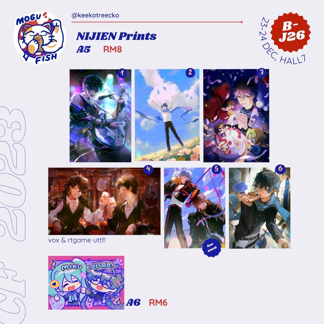 keekotreecko's tweet photo. [rt ❣️] #cf2023 #ComicFiesta2023 catalogue (1/4) 
B-J26 mogufish @ Lvl 3 Hall 7    [Preorders Open!!]
Fandom: NijiEN
heyo!! i dont have much new stuff this round but feel free to come chat with me!!  im giving out some freebies as well : D

Preorder Form: https://t.co/z0xxbwYU53 https://t.co/jVGPOtHtZ0