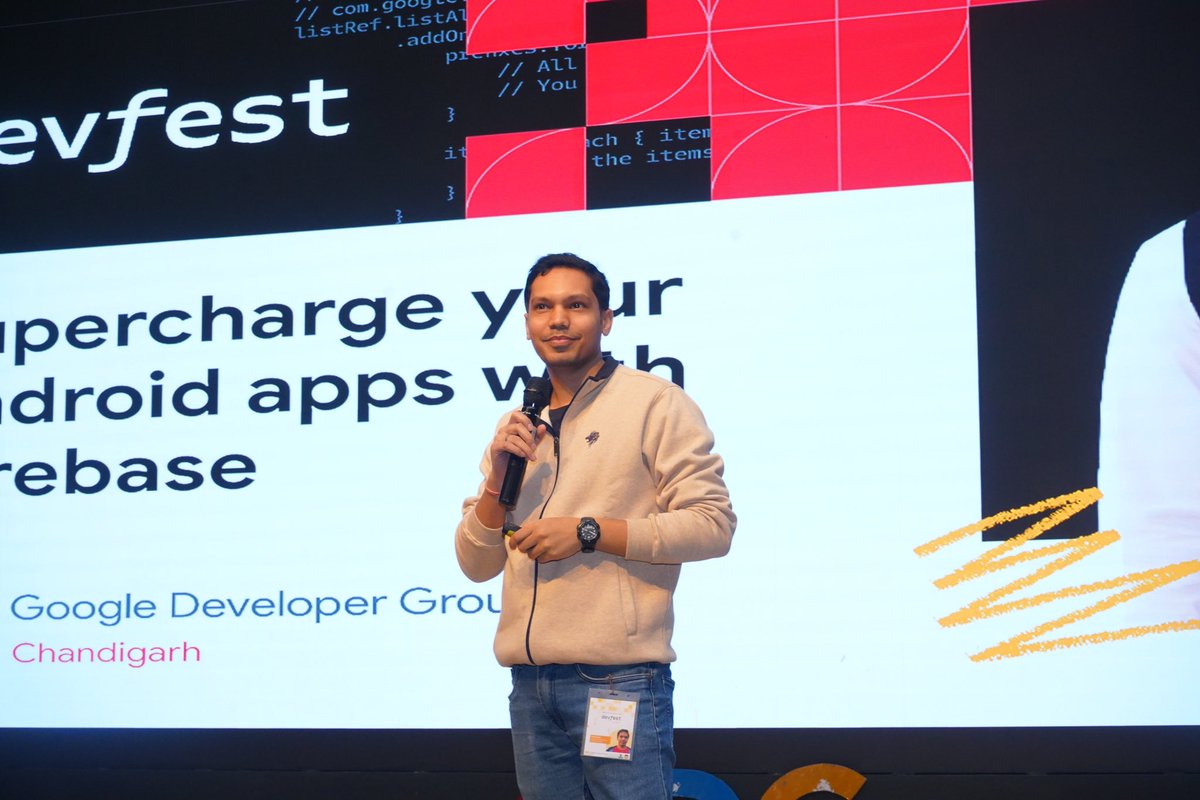 gdgchandigarh's tweet image. Huge thanks to Pankaj Rai(@raipankaj7) for igniting DevFest Chandigarh 2023 with their “Supercharge your Android Apps with Firebase” session. We’re ready to take our apps to the next level!

#devfestchandigarh2023 #devfest2023 #gdgchandigarh #wtmchandigarh