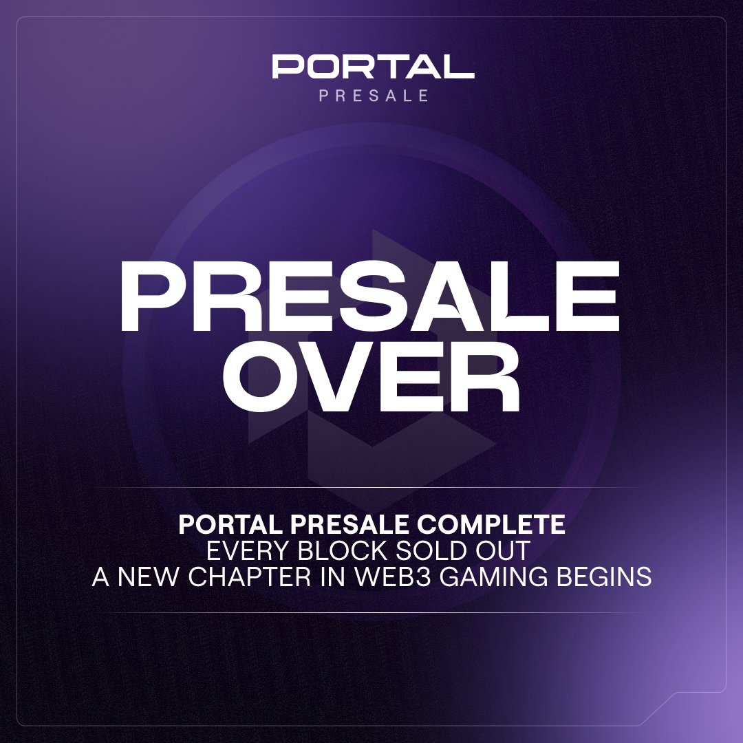 The Portal Presale is now over. It has been the fastest-selling presale of 2023.

Congratulations to all who participated - we’re delighted to welcome you into the Portal community.

Together, we're going to drive Web3 gaming forward. Stay tuned. 🧵1/2
