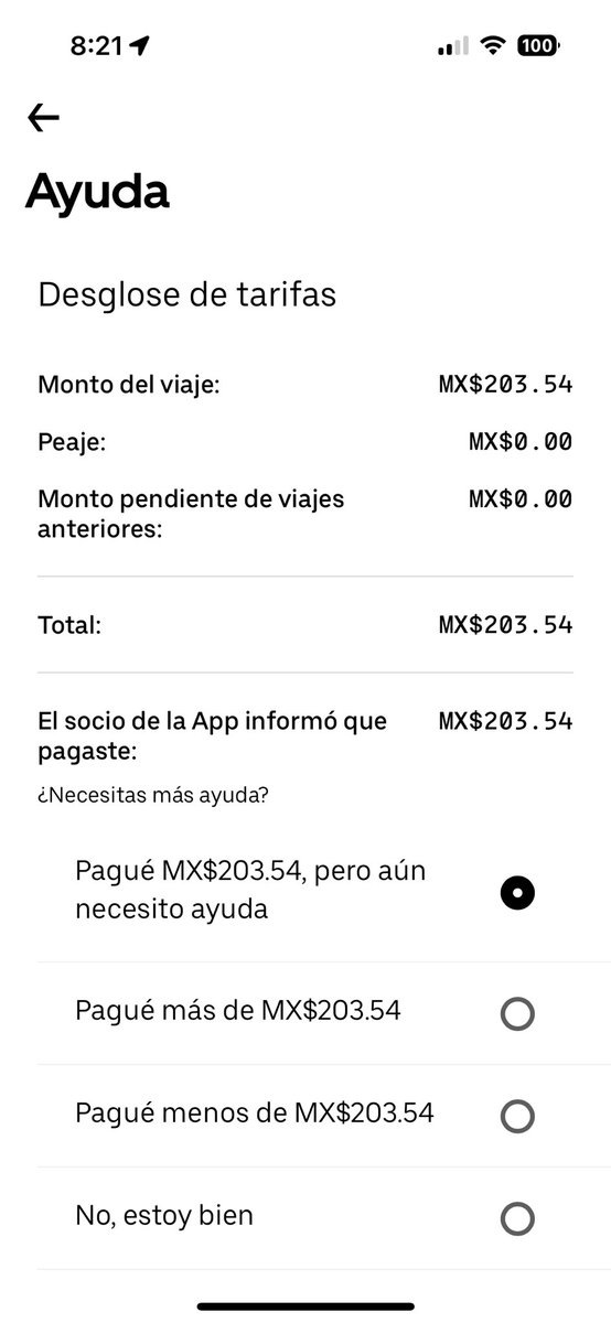 facehes's tweet photo. @Uber_MEX hola, me aparece en la app que el socio no puso que pague un viaje que si pagamos y hasta propina dimos, ¿me podrían ayudar a quitar esto de mi aplicación? No pienso pagar un monto doble que si pagué, por favor :( https://t.co/1lec8nv7IF