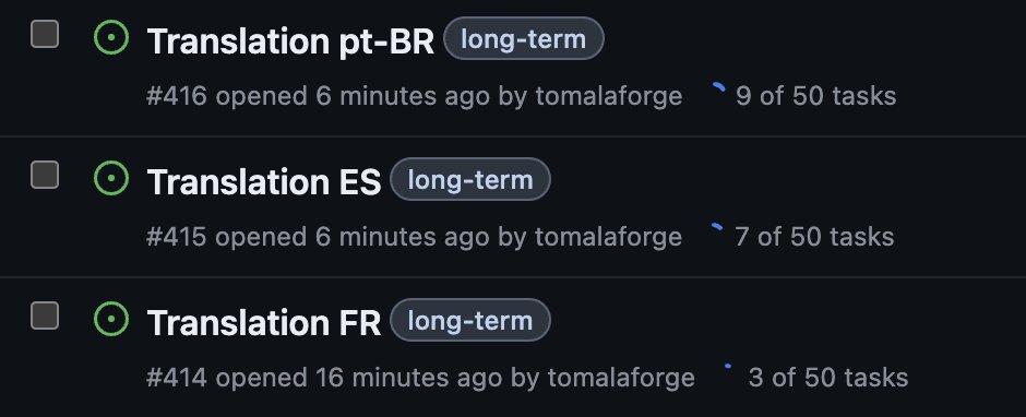 laforge_toma's tweet image. If some of you wants to contribute to OSS, but doesn't know how to start, I created a list of tasks to translate #AngularChallenges website.
You can either translate a new page, or start with a new locale. 
🔥 You will have your name added to the already amazing list of…