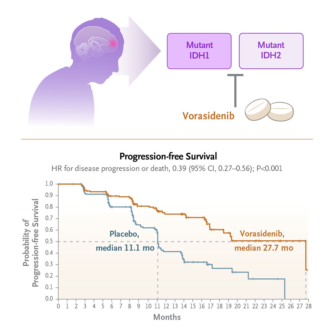 This week’s most cited articles:  

1. Original Article: Vorasidenib in IDH1- or IDH2-Mutant Low-Grade Glioma nej.md/3N8N5dU #Oncology