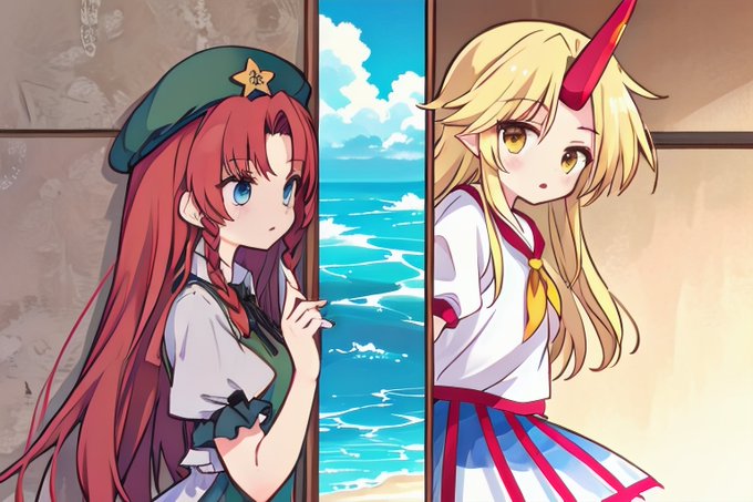 「beach multiple girls」 illustration images(Latest)