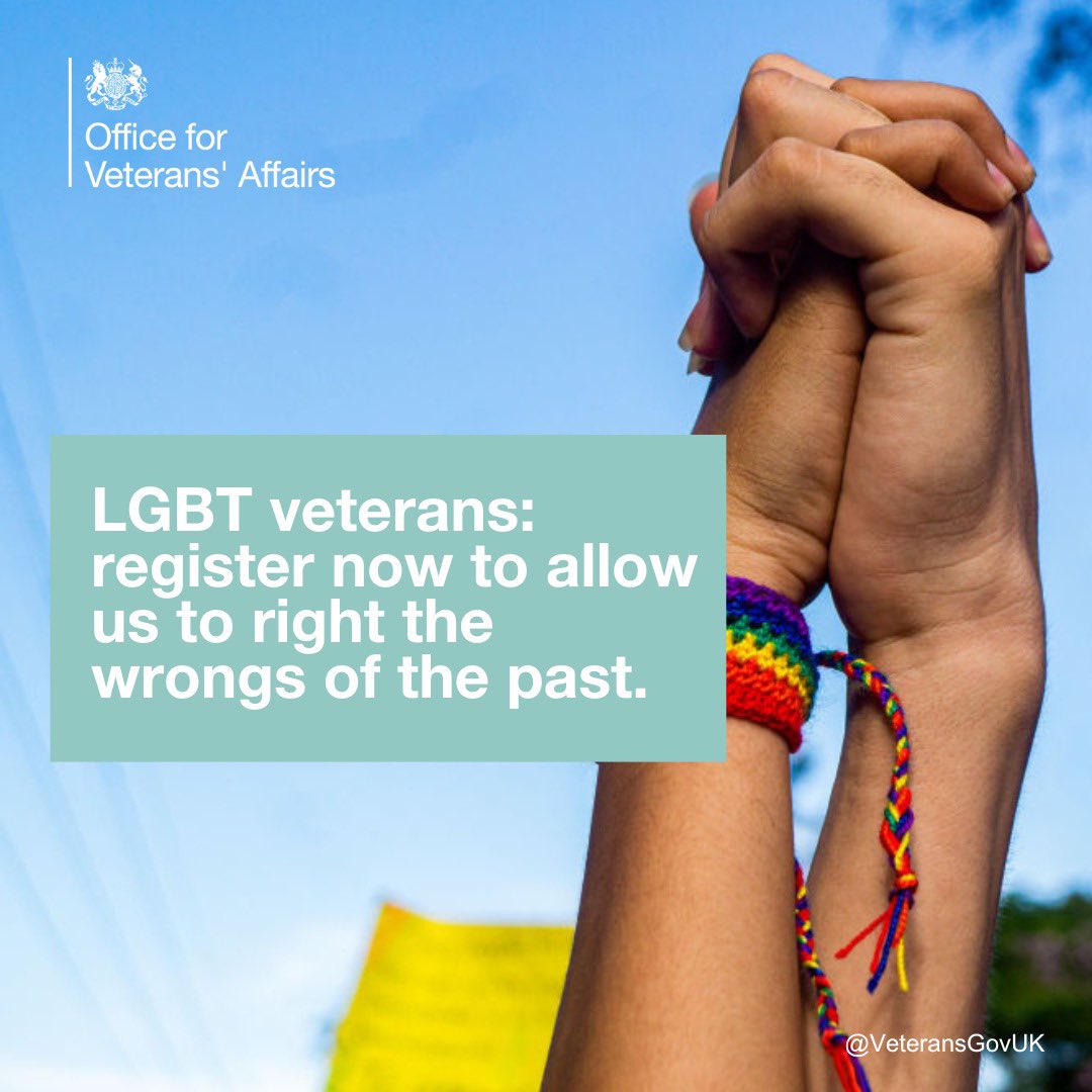 VeteransGovUK's tweet photo. We are committed to delivering restorative action and encourage LGBT veterans impacted by the pre-2000 ban to apply or register their interest for support.

https://t.co/ohJYq18IiJ https://t.co/f0fmFKN0do