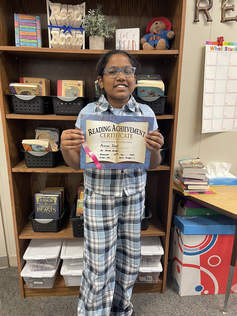 Great job, Aarya, for reaching your 30-Book goal! So proud of you! 📚🎯@wesDCSD