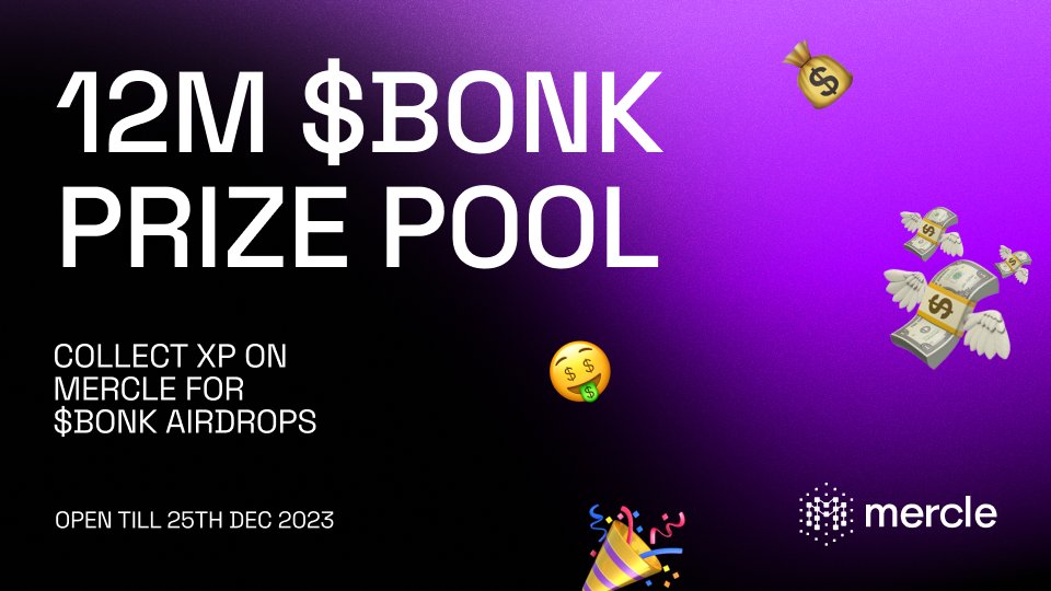 Have you minted any dynamic NFT from Mercle?

On 25th Dec 2023 High XP NFT holders on our dApp will get an airdrop from a pool of 12M $BONK!

Next tweet: What exactly you need to do!👇🎅🎄
