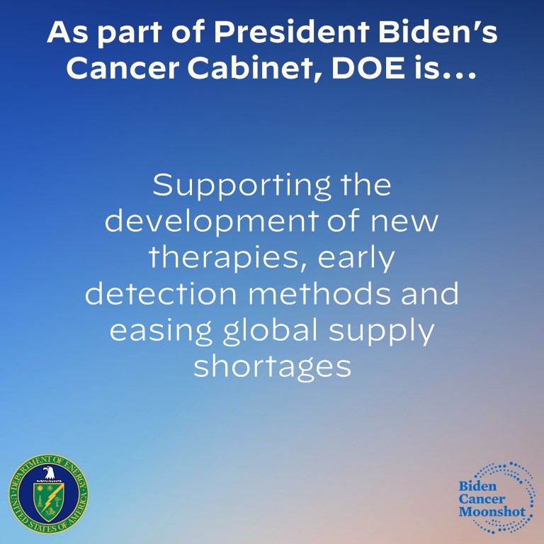 We’re proud to be a part of the #BidenCancerMoonshot.  

From using a supercomputer to better understand how cancer cells spread, to discovering proteins that could help detect cancer earlier, our National Labs are helping to end cancer as we know it.