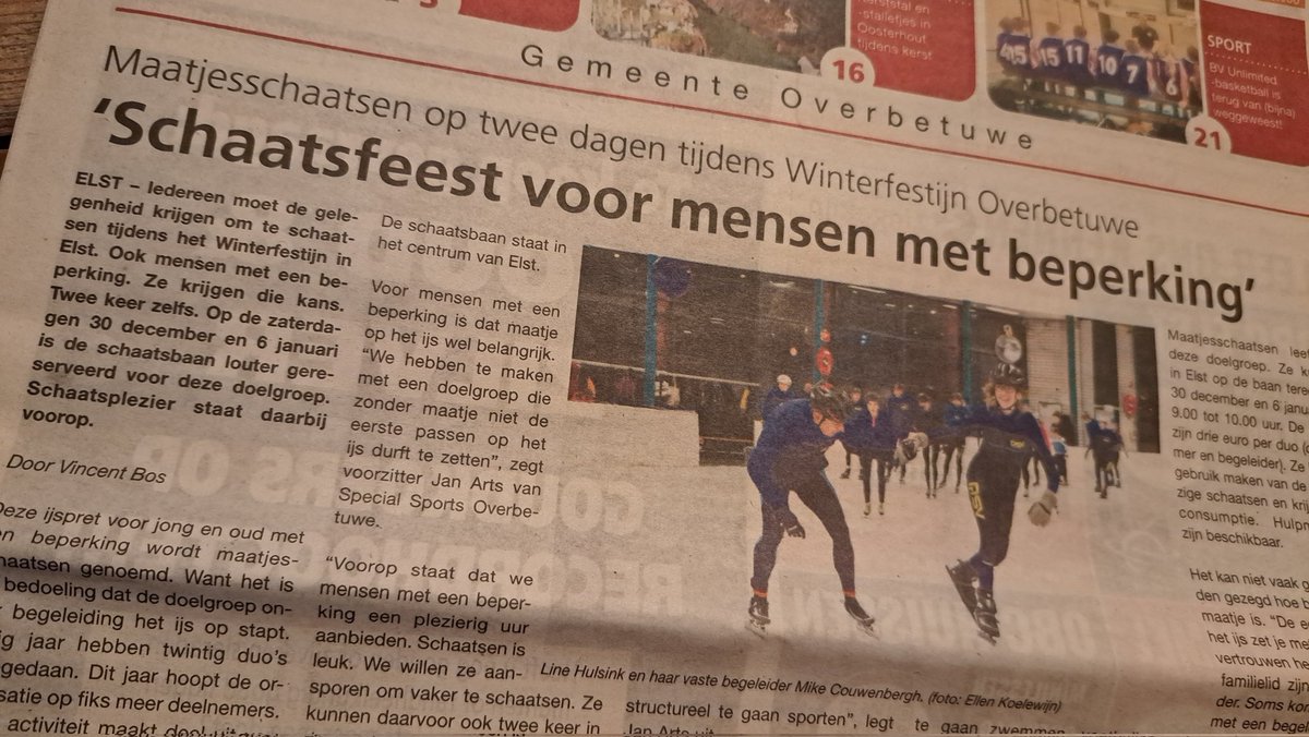 Als je niet kan schaatsen word dat ook als beperking gezien? Het voelt namelijk wel zo.  @Gem_Overbetuwe