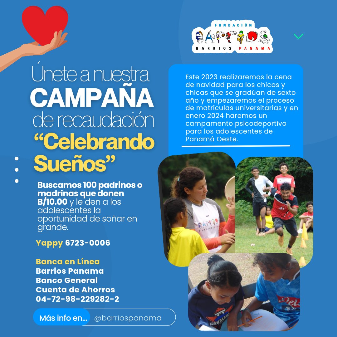 Estamos comprometidos con el desarrollo integral de los jóvenes en Panamá Oeste, brindándoles programas psicológicos, deportivos y educativos que les permitan superar desafíos y alcanzar sus sueños. 💪
#PodemosMasQueNunca