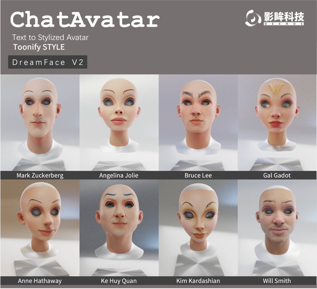 DeemosTech's tweet photo. π Generating 3D Toonify version of Zuckerberg in just seconds! π
Dive into the world of Text to Stylized Avatars with #ChatAvatar.
Check it out now at https://t.co/U5IVo3ECOZ and get ready to be amazed! π
#CG #3D #GenerativeAI #diffusion #blender #hyperhuman https://t.co/BWbO91ygGf