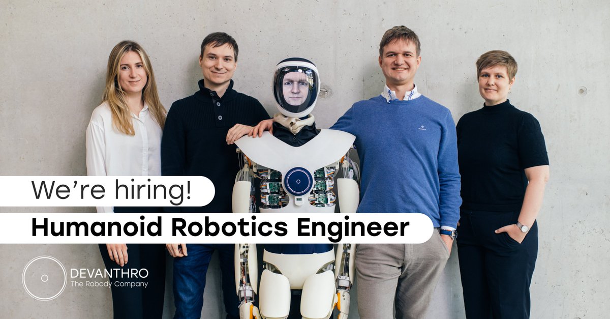 robodies's tweet image. #JoinDevanthro - We are looking for a Humanoid Robotics Engineer! 🤖

- Make Robodies better #RoboticAvatars
- Engineer high-quality software
- Develop, test &amp;amp; deploy control algorithms for whole-body manipulation tasks

Are you the one? devanthro.com/humanoid-robot…