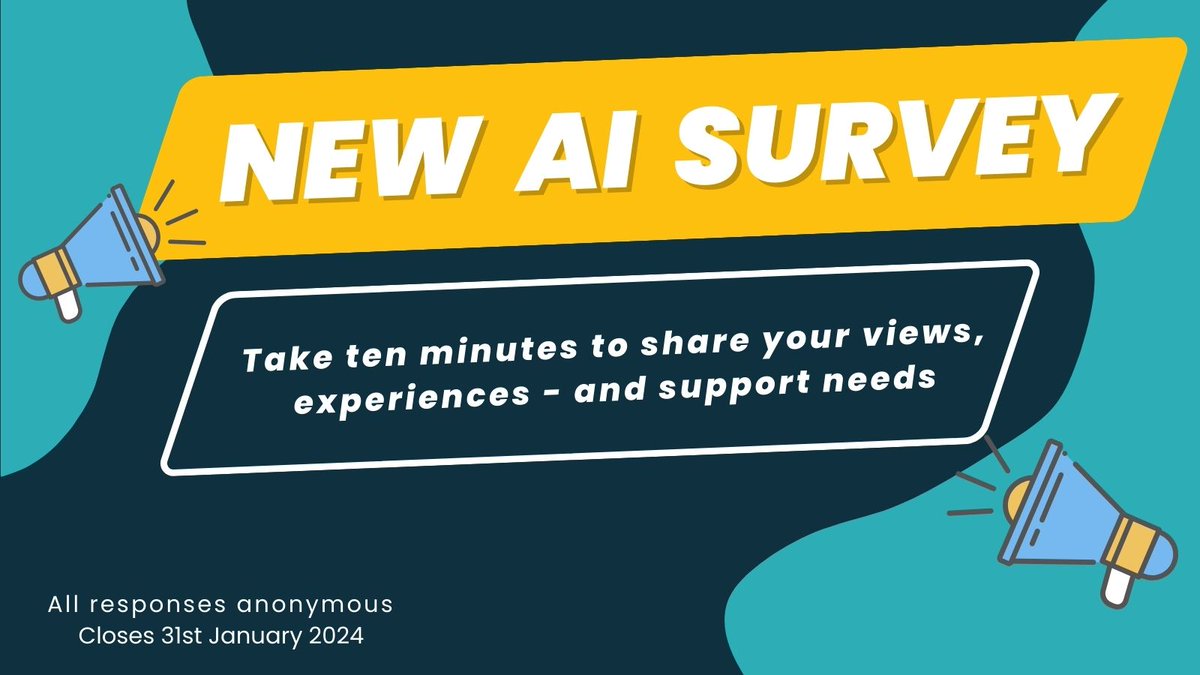 NEW AI SURVEY If you work for a charity / social impact org, please share your AI views & needs via our 10-min, anonymous survey. We'll use the results to formulate some practical support activities & to help influence sector response. Closes 31 Jan. 👉 buff.ly/47OwqEn
