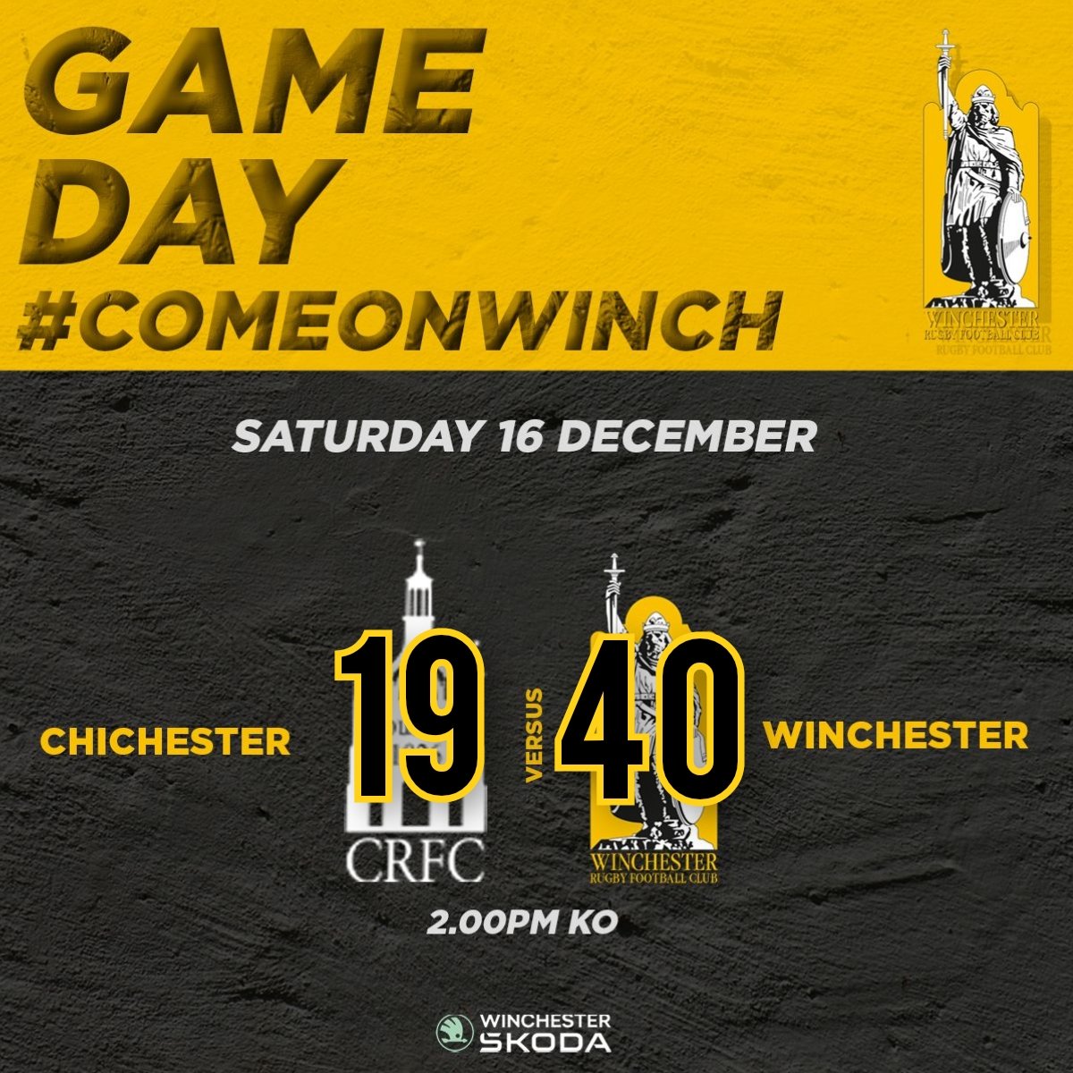 Winchester RFC (@winchesterrfc) on Twitter photo Cracking result to end 2023 and bring in Christmas! BP win vs <a href="/ChichesterRFC/">Chichester RFC</a> with a hat trick from Ben Turner ๐๐
Now... Christmas Jumper Social ๐ป
@chartersestatea @winchesterskoda
#comeonwinch #winchester #rugby #oneclub Cracking result to end 2023 and bring in Christmas! BP win vs <a href="/ChichesterRFC/">Chichester RFC</a> with a hat trick from Ben Turner ๐๐
Now... Christmas Jumper Social ๐ป
@chartersestatea @winchesterskoda
#comeonwinch #winchester #rugby #oneclub