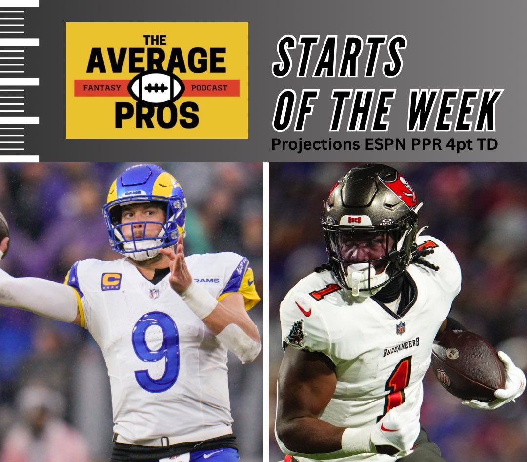 AverageProsFF's tweet photo. 👀Saturday Starts of the Week!!

💥Here are some guys that we think will outperform their ESPN projections. If you have them, we suggest playing them!

⬇️See comments

🍀Good luck in the money-making playoff rounds!

#FantasyFootball #NFL  #StartsOfTheWeek #AVPFantasy https://t.co/QTCqjtAk5U