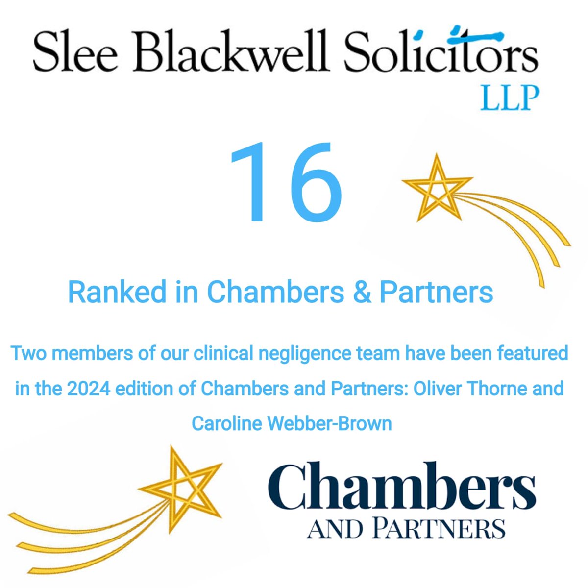 December is flying past and we're continuing our countdown to #Christmas 🎄
2 members of our clinical negligence team have been featured in Chambers @ Partners: @Oliver_Thorne1 & @CarolineWebberB

sleeblackwell.co.uk/legal-articles…

#Christmas2023 
#advent
#experts