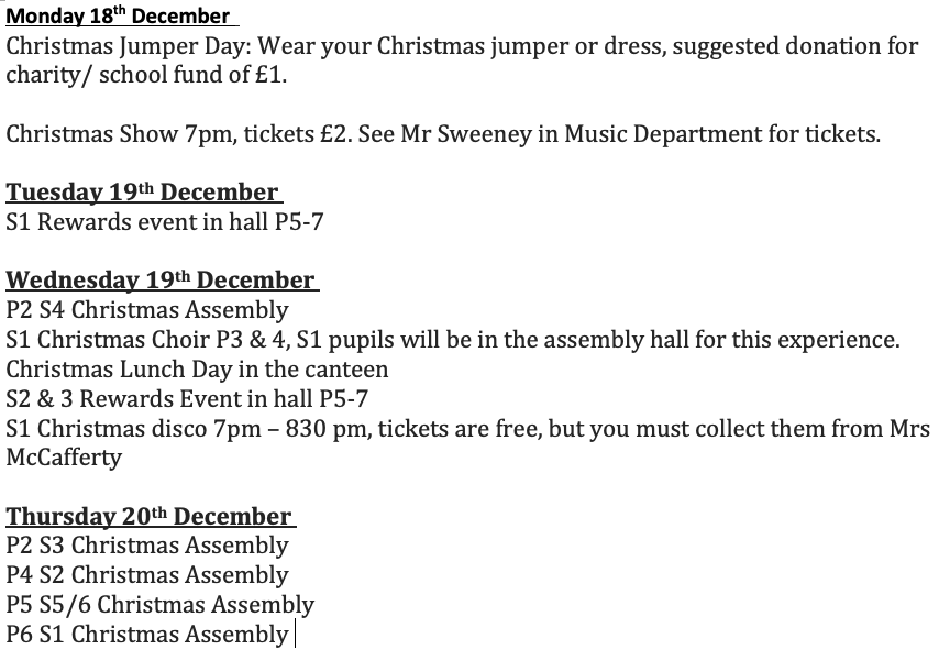 Busy week ahead in the run up to the holidays....