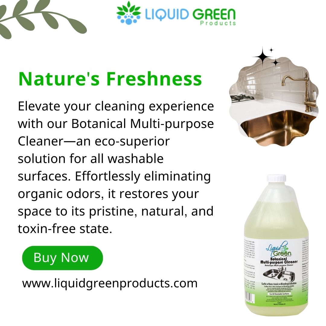 liquidgreenpro's tweet photo. Clean, fresh, and ✨EASY✨ with Botanical Multi-purpose Cleaner. Get rid of organic odours and tough messes in your kitchen, bathroom, and more. #OrganicCleaner #CleaningPower #SimplyFresh 🌱 🧼 🤩 https://t.co/Ujt4MZJXqj