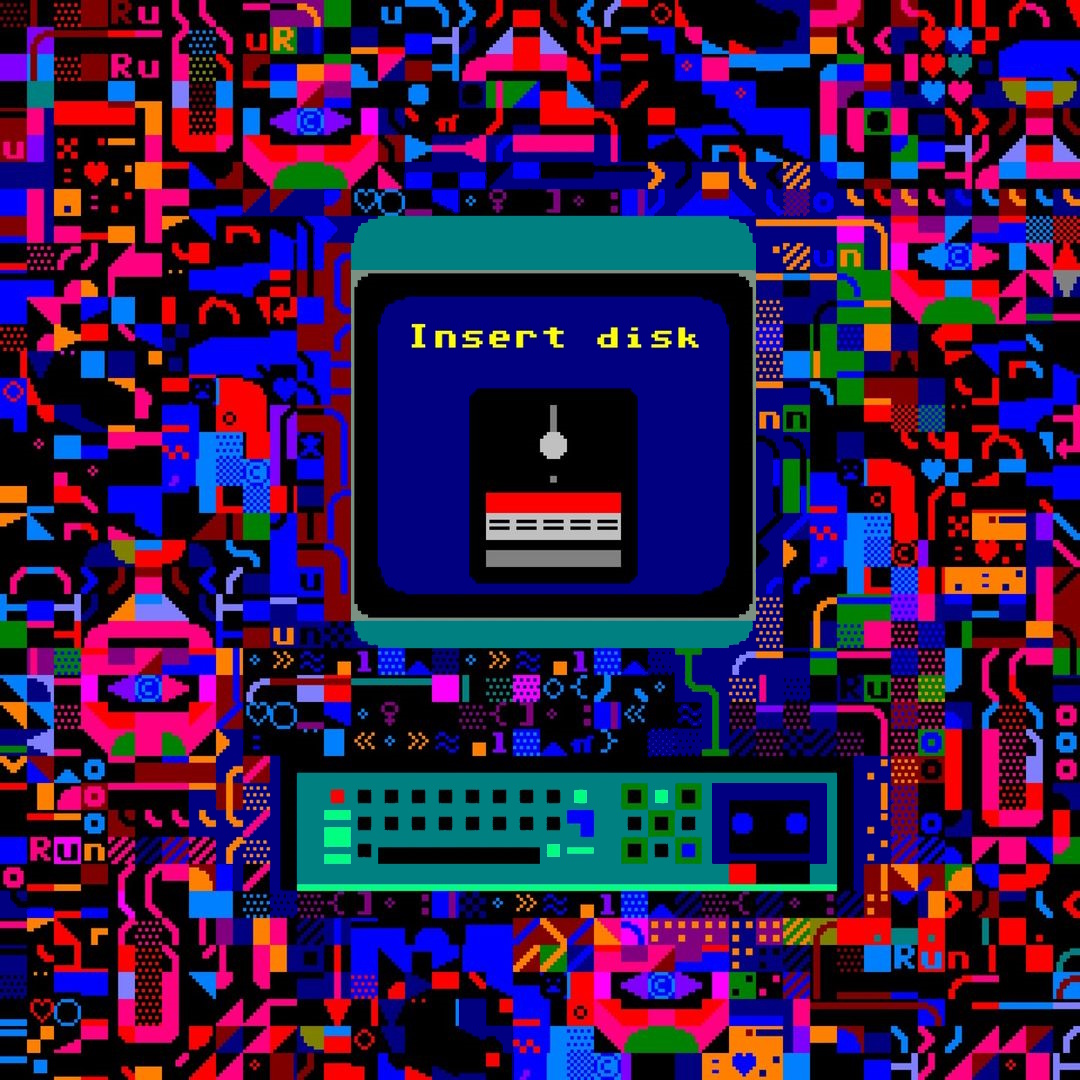UnwashedMass's tweet image. Mistigram: many wonders are possible on this 8-bit microcomputer, but before you can unlock their potential you first must insert the floppy diskette.  This #PLAYSCII #JPETSCII screen by @yenenpeuplou  was included in the recent MIST1121 artpack collection.