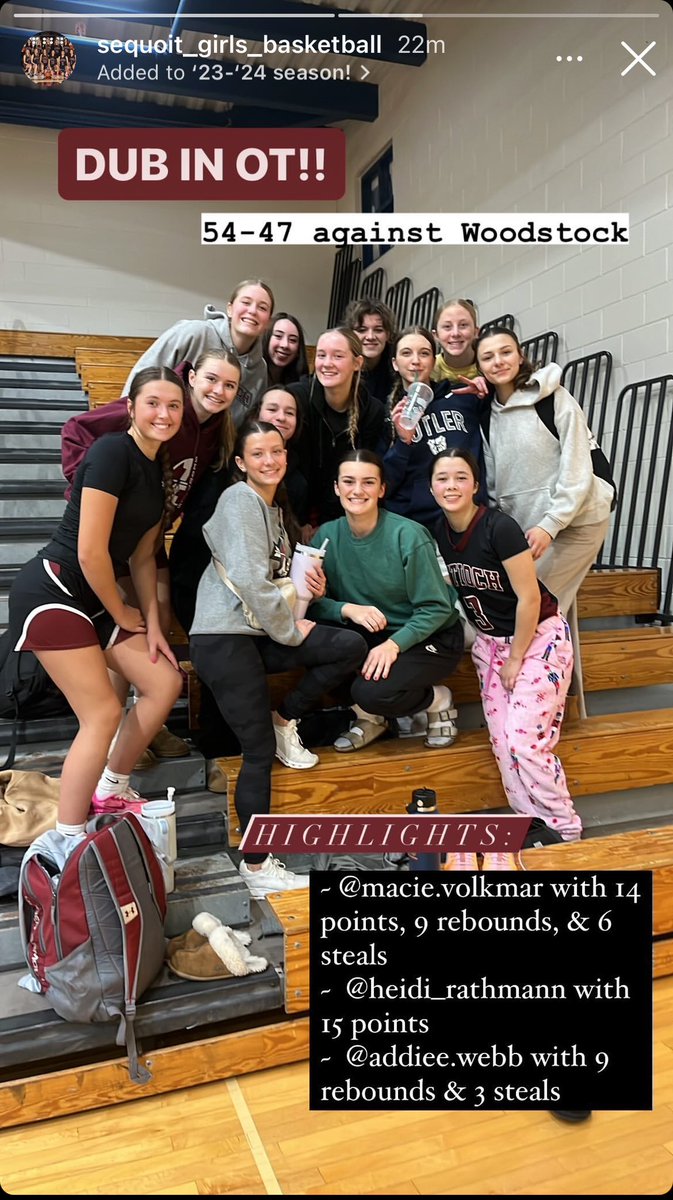 Antioch Sequoit GBB Fans (@sequoitgbb_fan) on Twitter photo Hard fought OT win for the Sequoits 9-3 (4-1). Free throws were the game winning secret with 26 pts at 87%.
<a href="/HeidiRath44/">Heidi Rathmann</a> - 15 pts (9/10 FT)
<a href="/MacieVolkmar/">Macie Volkmar</a> - 14 pts (6/6 FT)
#OnYouSequoits Hard fought OT win for the Sequoits 9-3 (4-1). Free throws were the game winning secret with 26 pts at 87%.
<a href="/HeidiRath44/">Heidi Rathmann</a> - 15 pts (9/10 FT)
<a href="/MacieVolkmar/">Macie Volkmar</a> - 14 pts (6/6 FT)
#OnYouSequoits