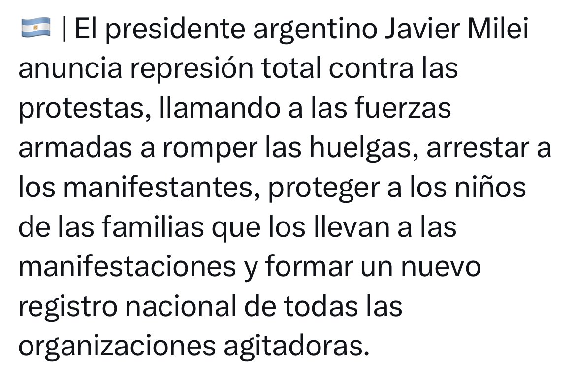 En menos de una semana el presidente Milei transformó una democracia en una dictadura… #Milei #Argentina #dictadura #Democracia #ArgentinaPolítica