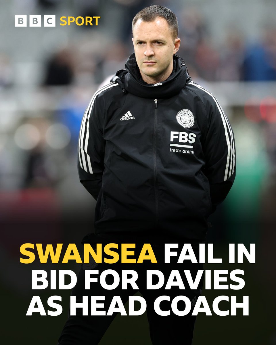 Swansea City have failed in their bid to appoint Tottenham Hotspur’s Chris Davies as their new head coach ⚽ BBC Sport Wales understands Spurs’ senior assistant coach has decided to remain at the Premier League club #BBCFootball