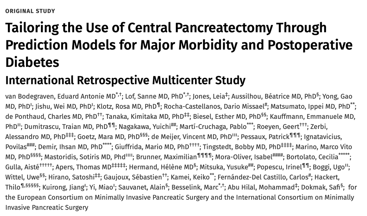 Do you perform 🎯 Central pancreatectomy ?! 🧐 Parenchyma-sparing alternative to distal pancreatectomy for symptomatic benign and pre-malignant tumors 🐳 POPF 40% / Mortality 1% / Organ insufficiency 10% 🧮 Risk calculator pancreascalculator.com. 👉journals.lww.com/annalsofsurger…