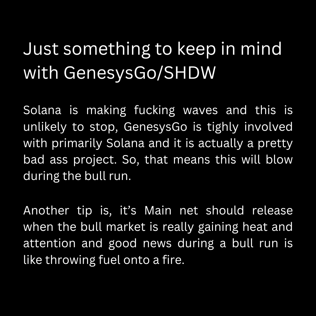 crypto_azylus's tweet photo. You better get into this now while the Solana ecosystem is only getting started. Expect 10-100x from this project, I can almost guarantee it.
$SHDW #SHDWtoken #Solana #GenesysGo #DecentralisedStorage #SolanaEcosystem https://t.co/oa0xmzk1I9