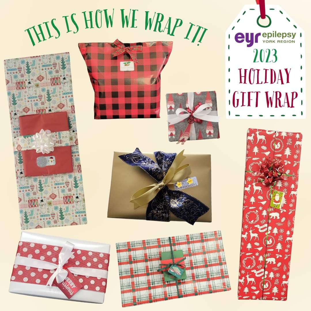 THIS IS HOW WE WRAP IT!  
Get  your holiday gifts wrapped at our office, 6356 Main St in Stouffville.
We are open until Dec 22nd, open late on Wednesdays till 7pm.  For more info visit epilepsyyork.org/holiday-gift-w…

#EpilepsyAwareness 
# giftwrap4epilepsy